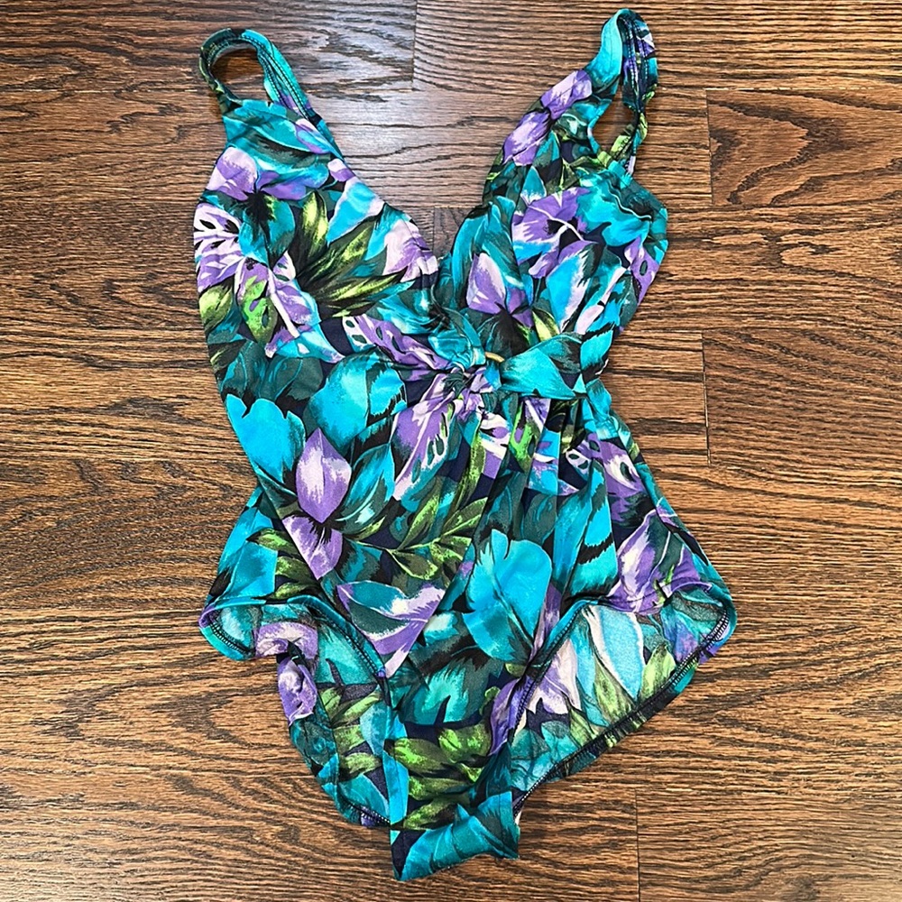 Vintage Floral Tropical One Piece Swimsuit